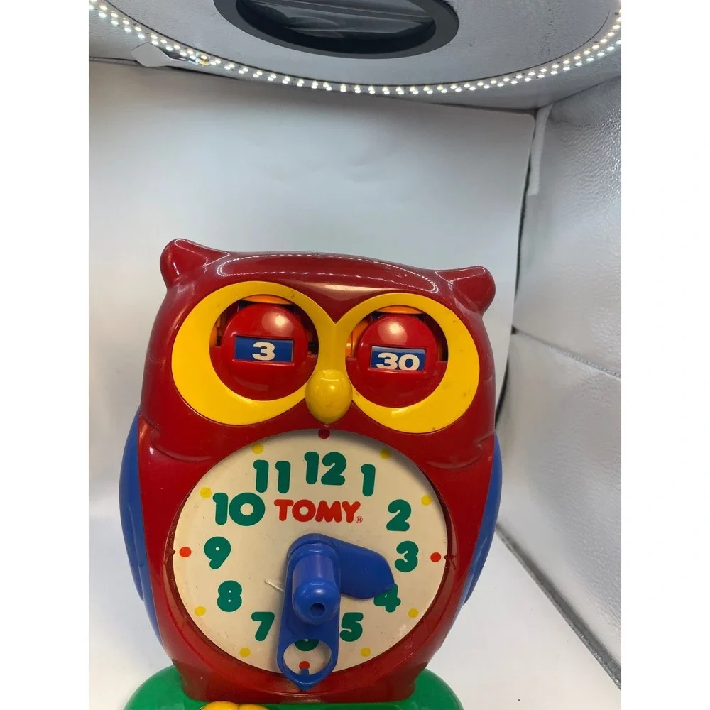VTG Tomy '90 Owl Clock Kid's Educational Toy Learning to Tell Time WORKS Video